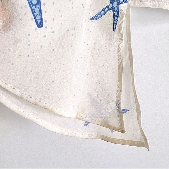 Rixo London Starfish Jane Ruffle-trimmed printed silk-crepe blouse Size Small - Picture 14 of 16